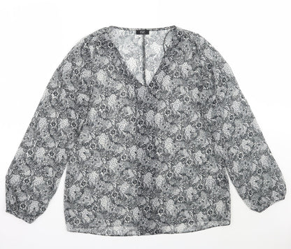 F&F Womens White Floral  Basic Blouse Size 12