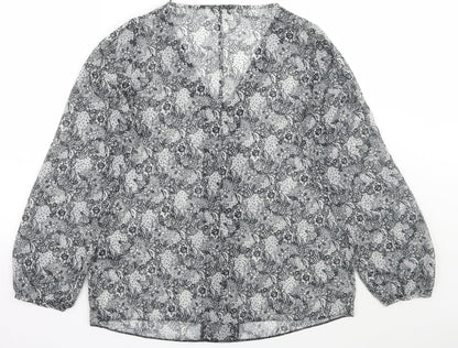 F&F Womens White Floral  Basic Blouse Size 12