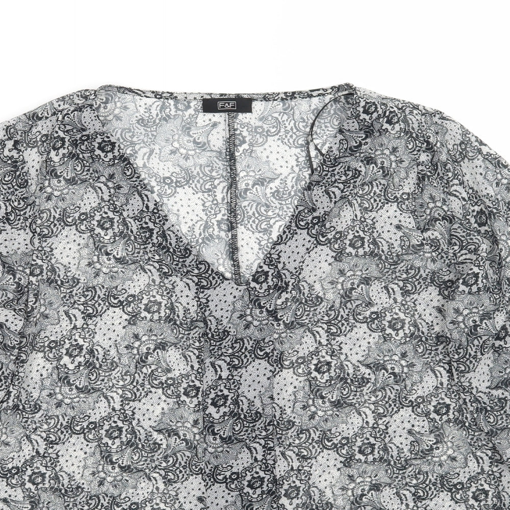 F&F Womens White Floral  Basic Blouse Size 12