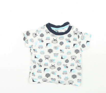 Nutmeg Boys White Geometric  Basic T-Shirt Size 9-12 Months