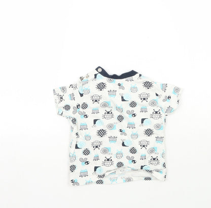 Nutmeg Boys White Geometric  Basic T-Shirt Size 9-12 Months