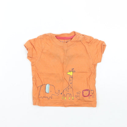 Nutmeg Baby Orange Animal Print  Basic T-Shirt Size 3-6 Months