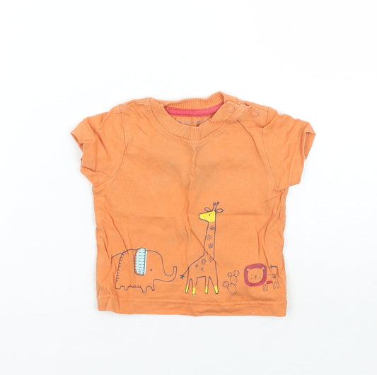 Nutmeg Baby Orange Animal Print  Basic T-Shirt Size 3-6 Months