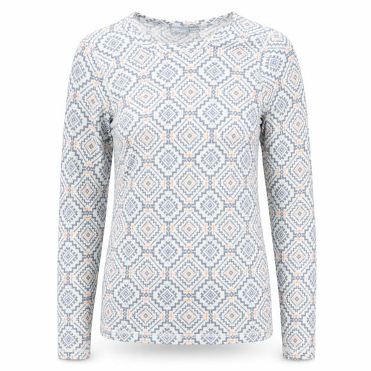Front view of Crivit women’s white geometric basic t-shirt, size UK 10