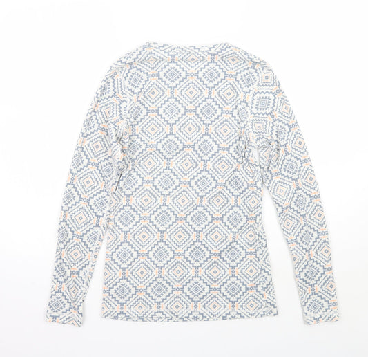 Crivit Womens White Geometric  Basic T-Shirt Size 10