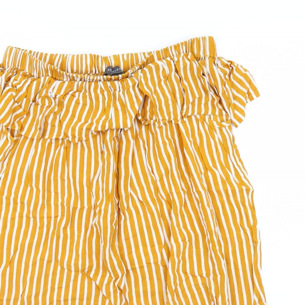 Primark Womens Yellow Striped  Mini  Size 14