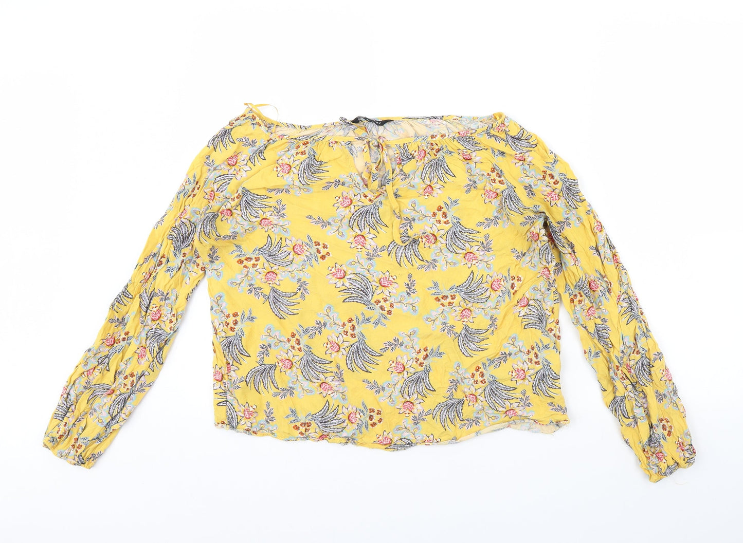 Womens UK Size 12 Peacocks Yellow Basic Blouse