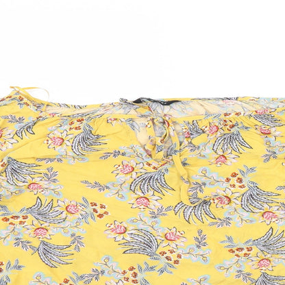 Womens UK Size 12 Peacocks Yellow Basic Blouse