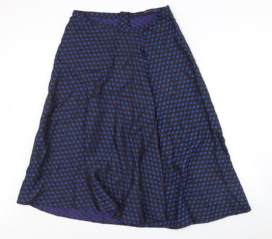 M&S Womens Blue Geometric  Flare Skirt Size 16