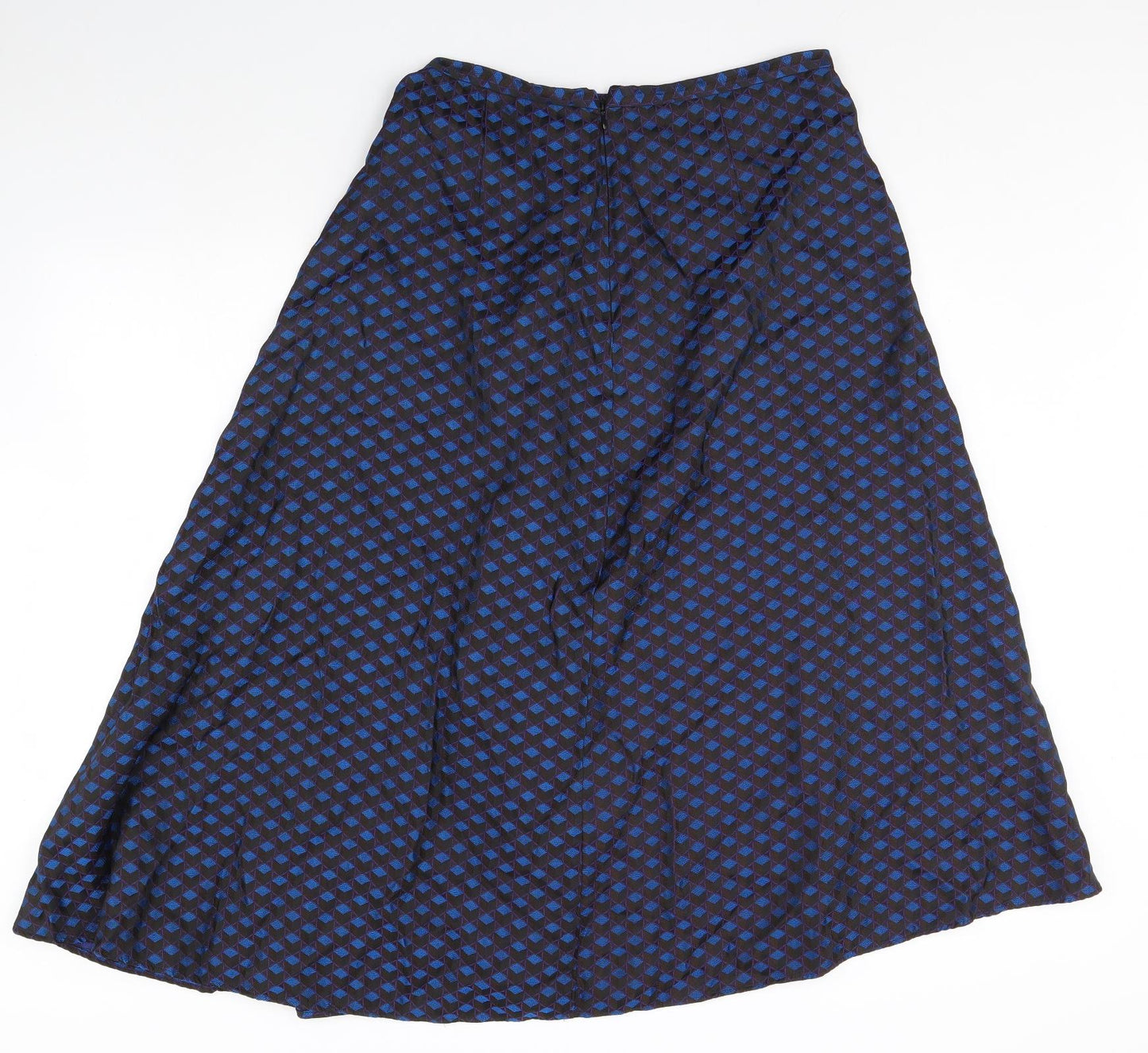 M&S Womens Blue Geometric  Flare Skirt Size 16