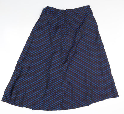 M&S Womens Blue Geometric  Flare Skirt Size 16