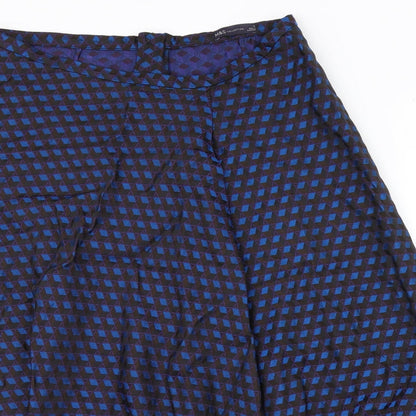 M&S Womens Blue Geometric  Flare Skirt Size 16