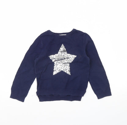 H&M Girls Blue   Pullover Jumper Size 2 Years  - star