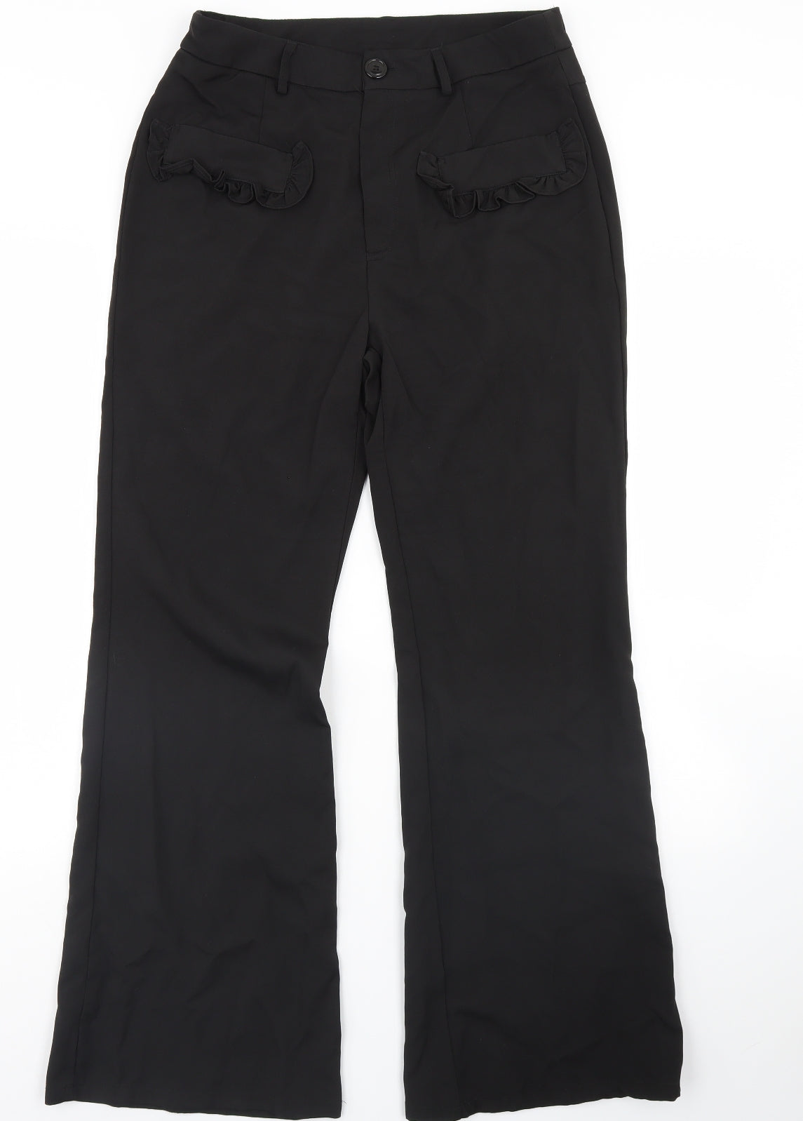 Womens UK Size L Preworn Regular Fit Dress Pants Black Trousers