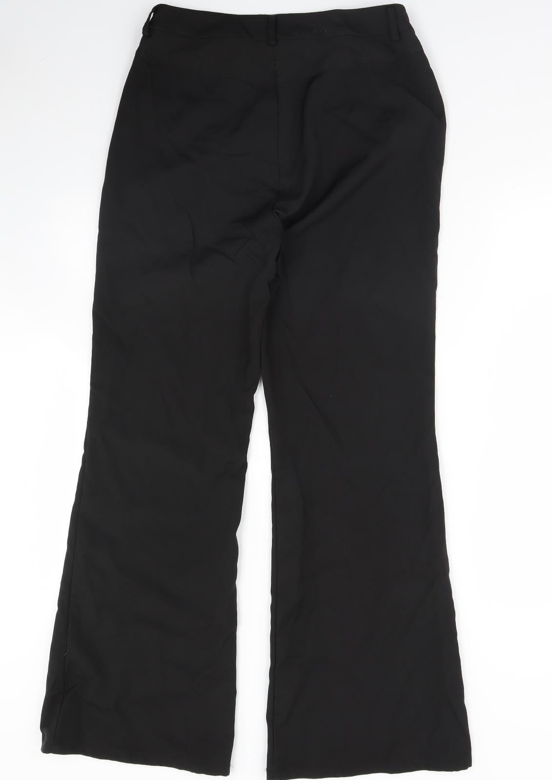 Womens UK Size L Preworn Regular Fit Dress Pants Black Trousers