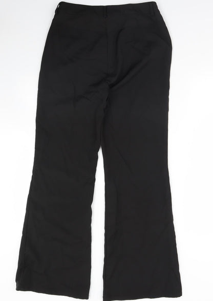 Womens UK Size L Preworn Regular Fit Dress Pants Black Trousers
