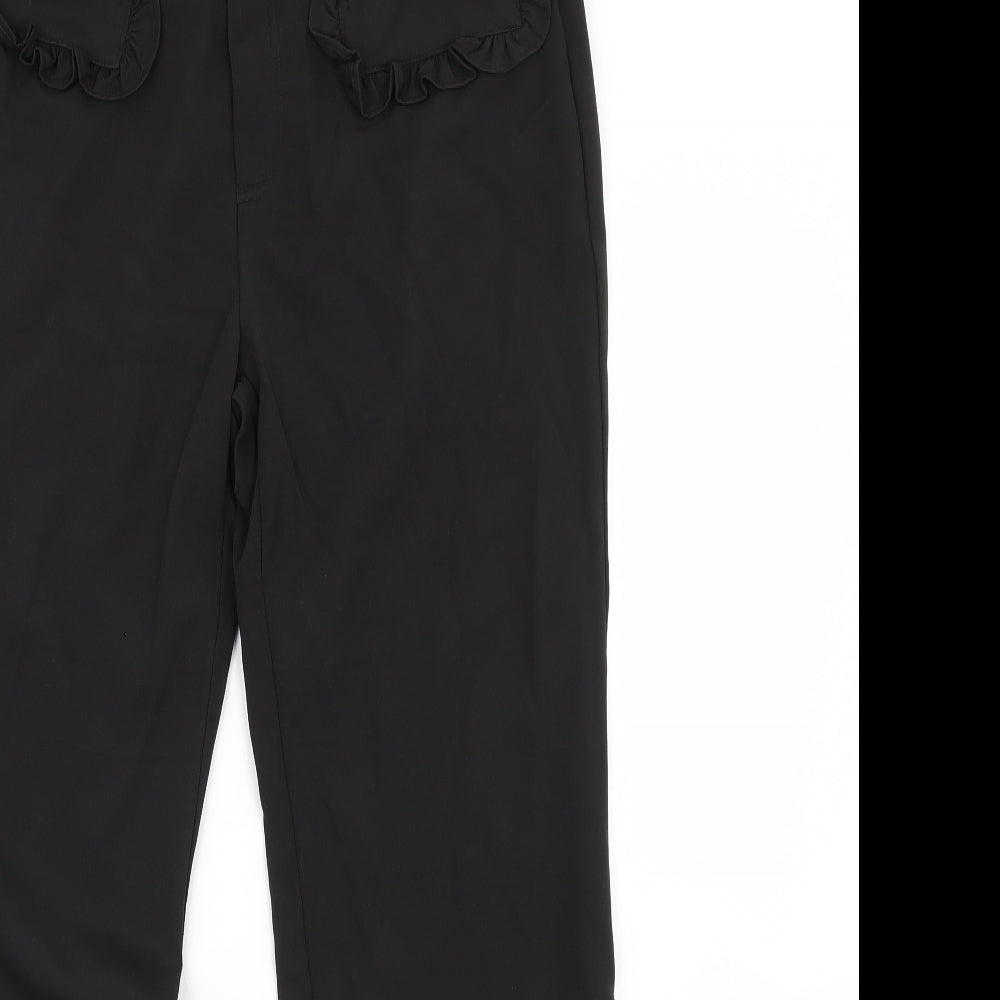 Womens UK Size L Preworn Regular Fit Dress Pants Black Trousers