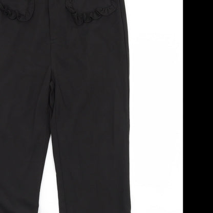 Womens UK Size L Preworn Regular Fit Dress Pants Black Trousers