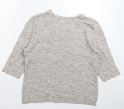 Damart Womens Grey Floral Knit Pullover Jumper Size L