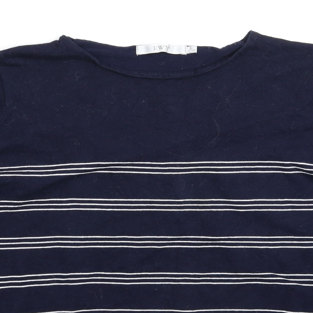 EWM Womens Blue Striped Knit Pullover Jumper Size 20