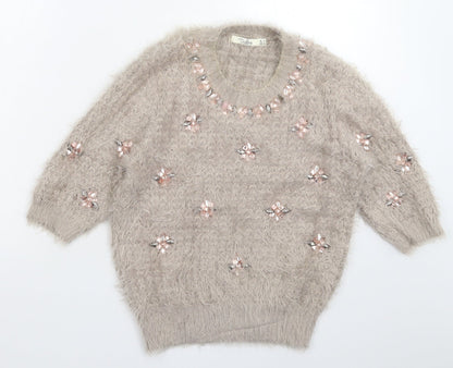 Darling Womens Grey  Knit Pullover Jumper Size 10