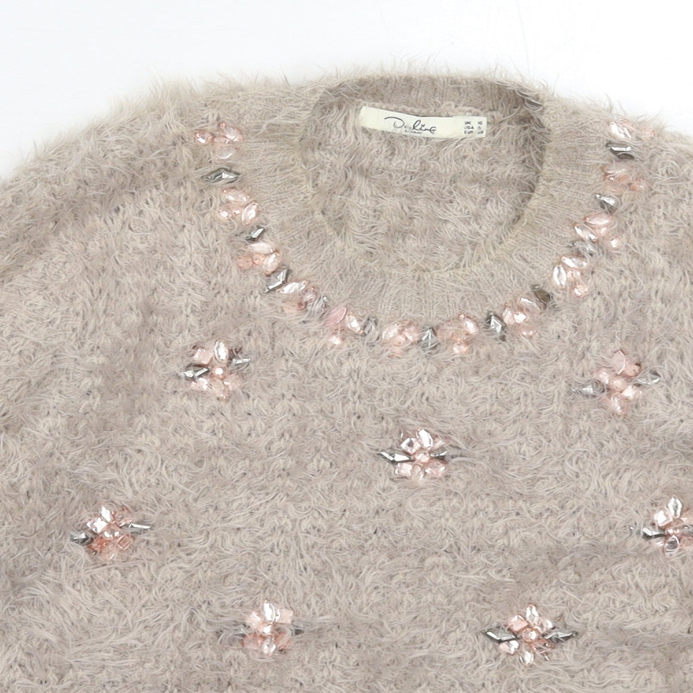 Darling Womens Grey  Knit Pullover Jumper Size 10