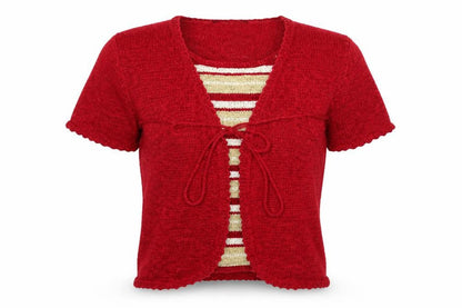 Bonmarché Womens Red Striped Knit Pullover Jumper Size S
