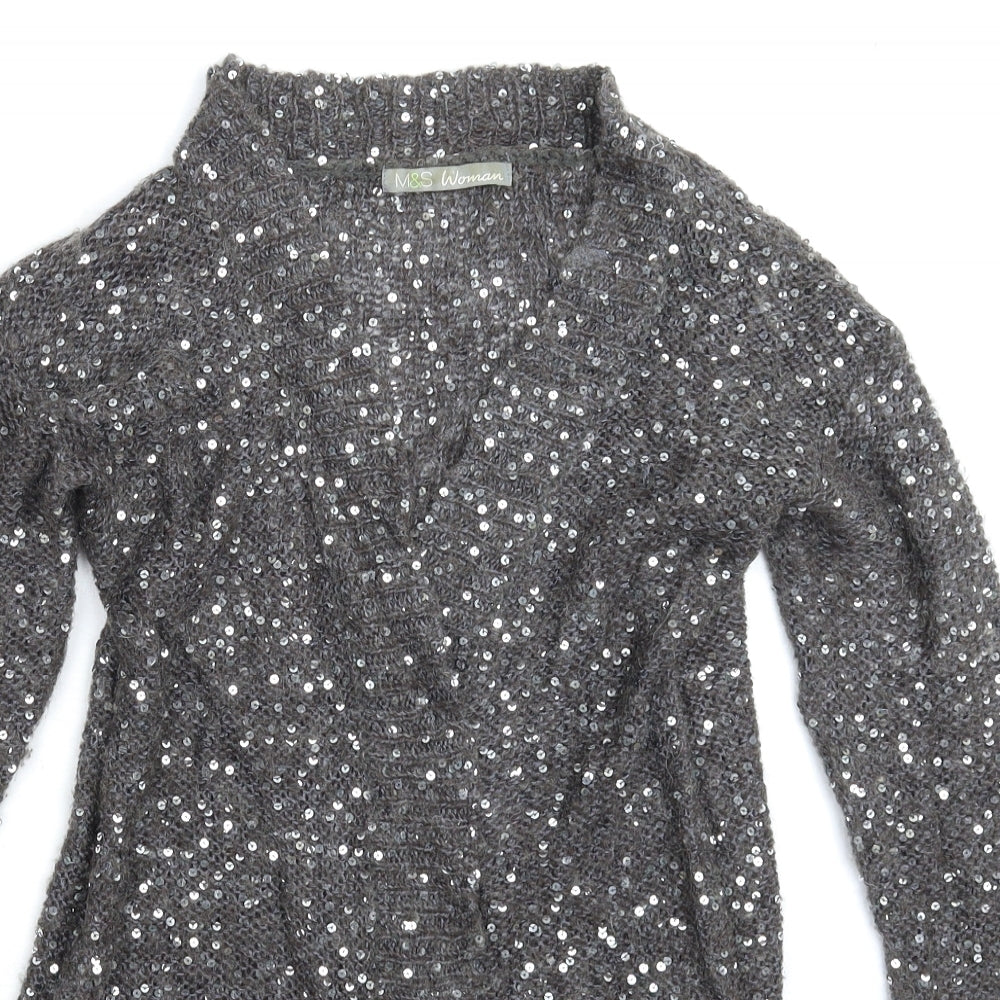 Womens UK Size 10 Marks and Spencer Grey Pullover Jumper