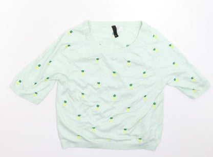Womens UK Size L Divided Green Pullover Jumper