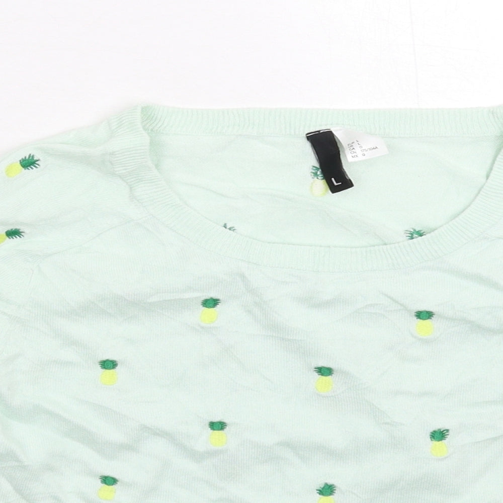 Womens UK Size L Divided Green Pullover Jumper