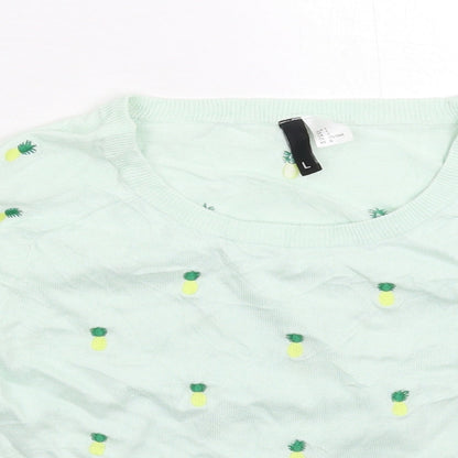Womens UK Size L Divided Green Pullover Jumper