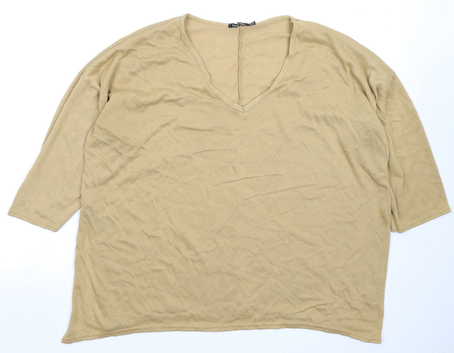 Boohoo Womens Beige  Knit Pullover Jumper Size 16  - Oversized