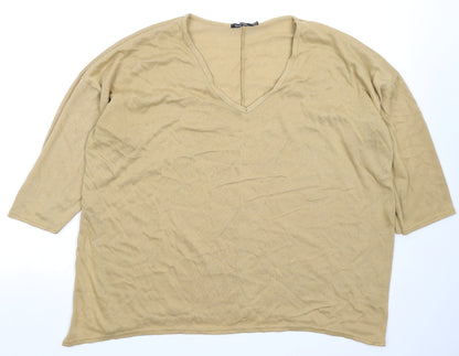 Boohoo Womens Beige  Knit Pullover Jumper Size 16  - Oversized