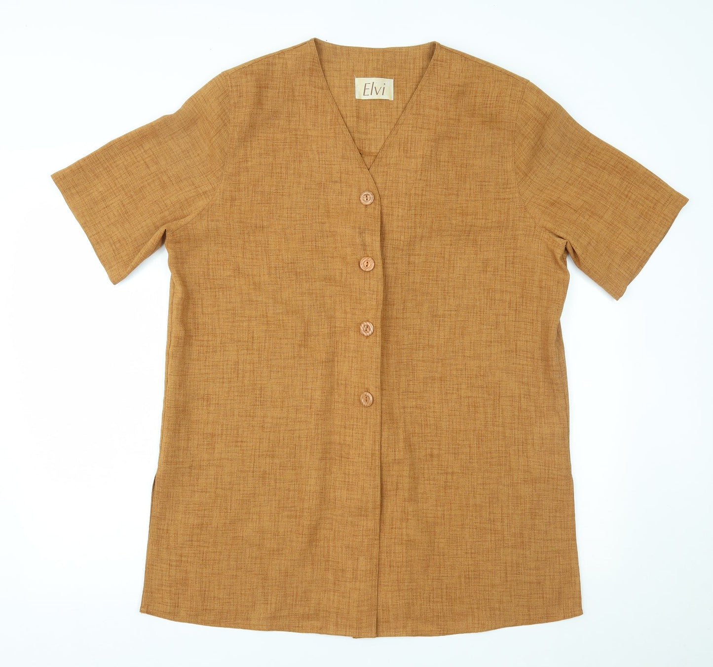Womens UK Size 16 ELVI Orange Basic Button-Up