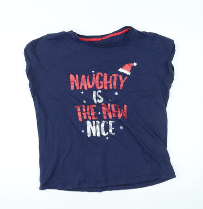 George Womens Blue   Basic T-Shirt Size 12  - naughty is the new nice, christmas