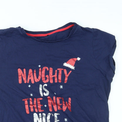 George Womens Blue   Basic T-Shirt Size 12  - naughty is the new nice, christmas