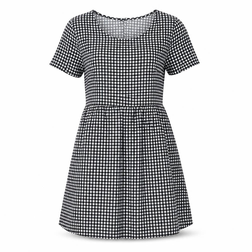 H&M Womens Grey Check  Fit & Flare  Size 10