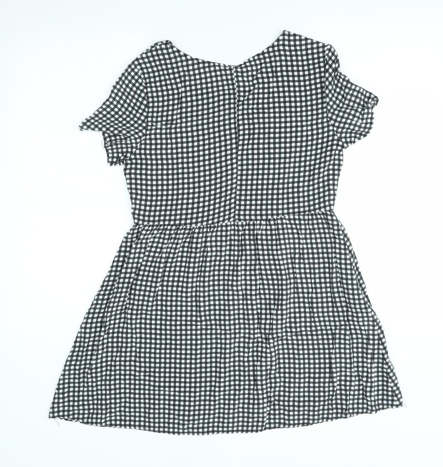 H&M Womens Grey Check  Fit & Flare  Size 10