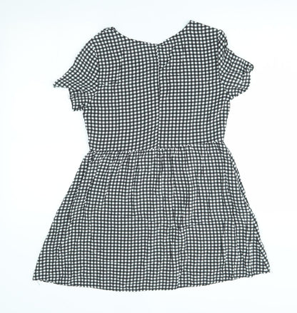 H&M Womens Grey Check  Fit & Flare  Size 10