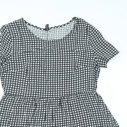 H&M Womens Grey Check  Fit & Flare  Size 10