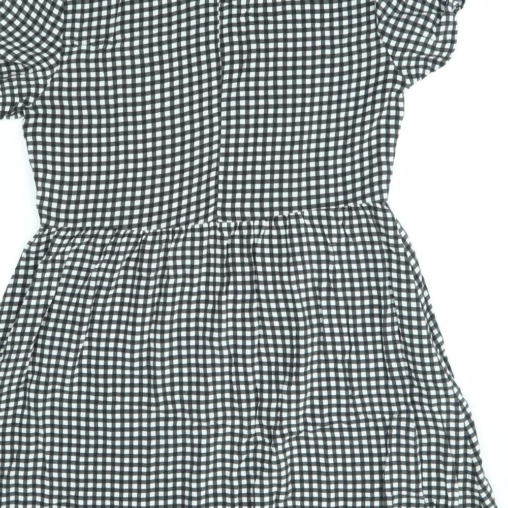H&M Womens Grey Check  Fit & Flare  Size 10
