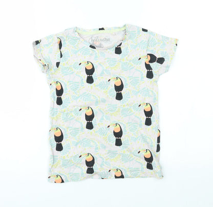 hullabaloo Girls Pink Floral  Basic T-Shirt Size 7-8 Years  - tucaan