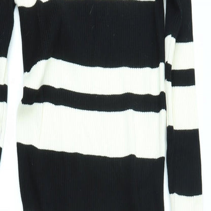 QED London Womens Black Striped  Jumper Dress  Size L