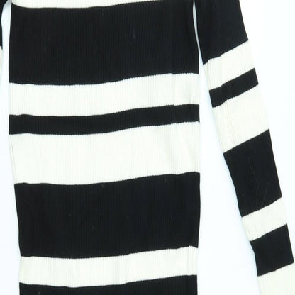 QED London Womens Black Striped  Jumper Dress  Size L