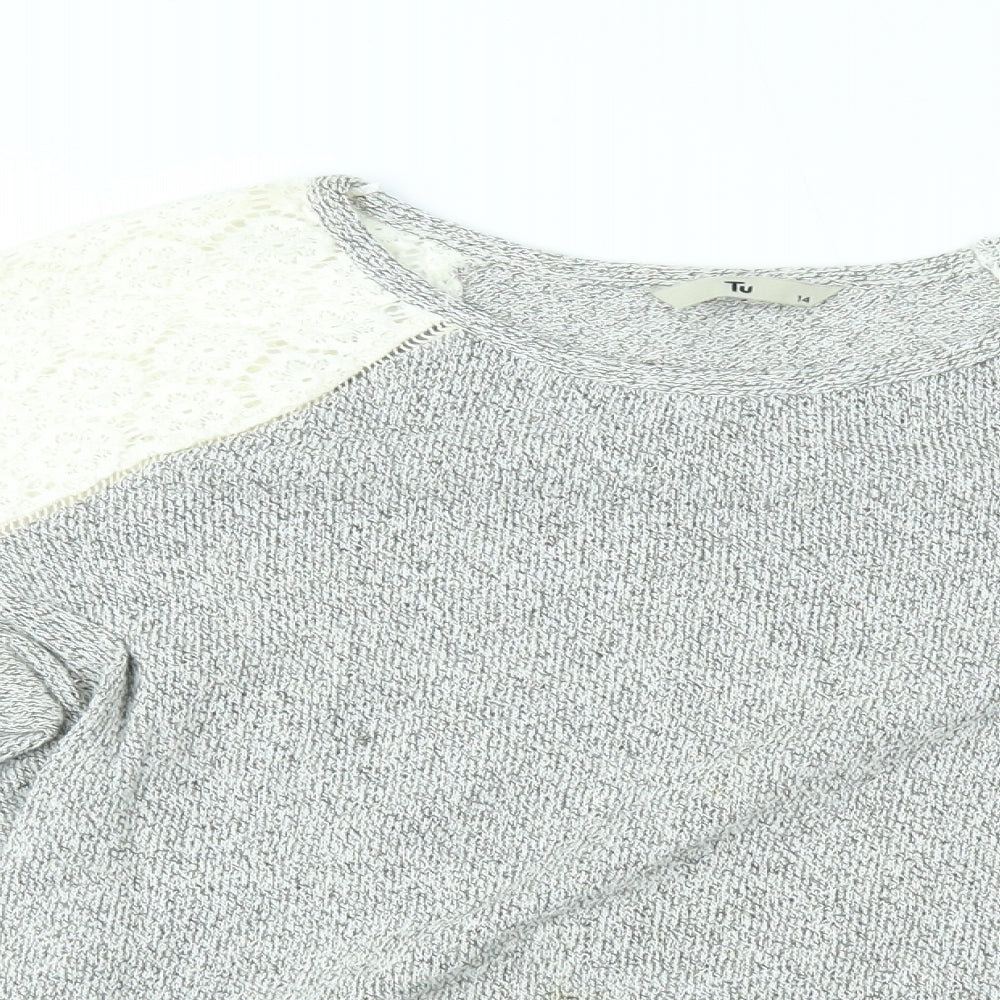 TU Womens Grey   Pullover Jumper Size 14  - lace