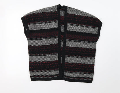 Matalan Girls Black Striped  Cardigan Jumper Size 12 Years
