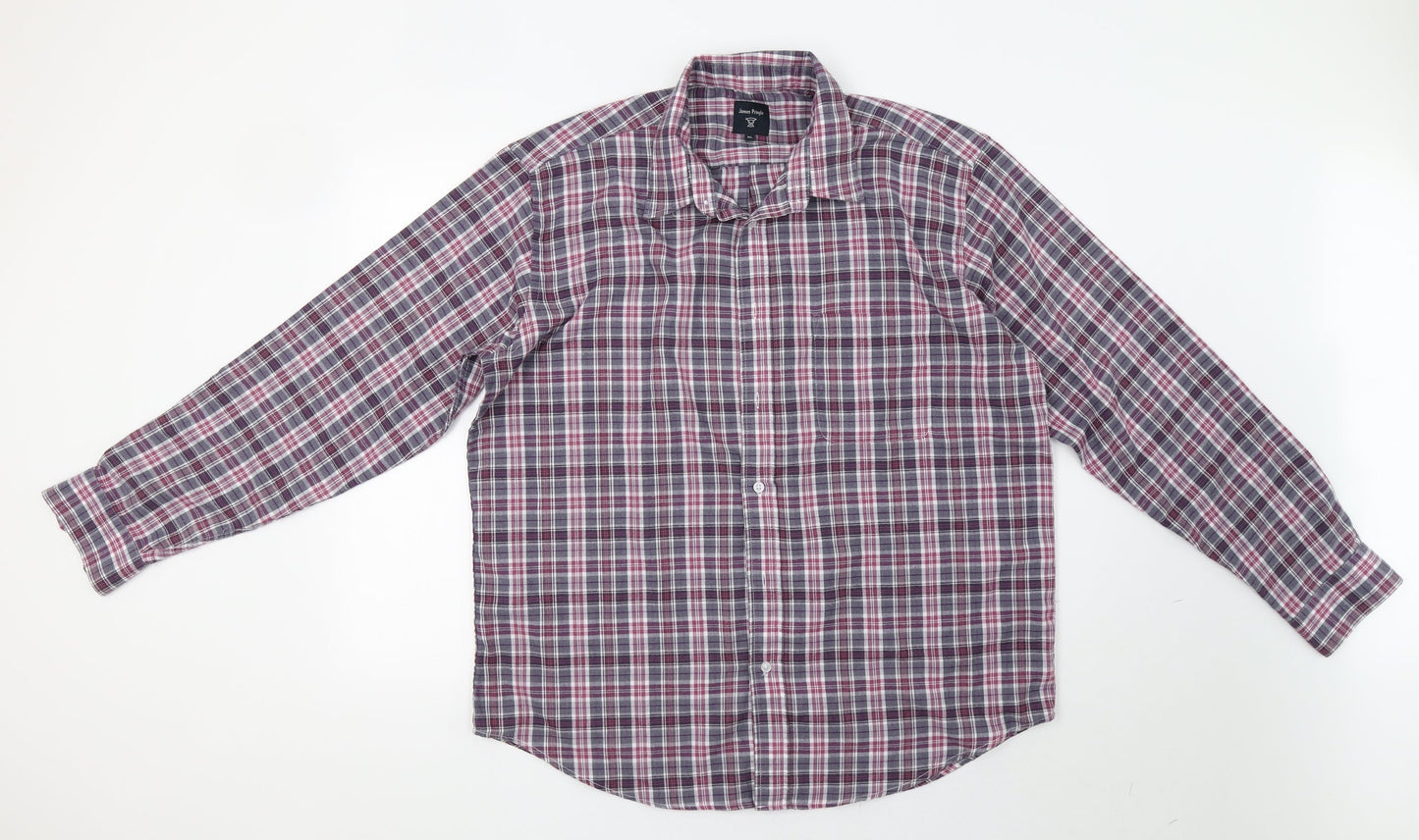 Mens UK Size XL James P Purple  Button-Up Long Sleeve Casual Shirt