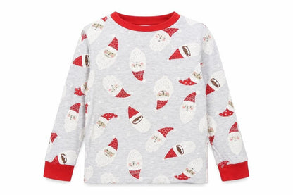 F&F Girls Grey Solid  Top Pyjama Top Size 4-5 Years  - Santa Print