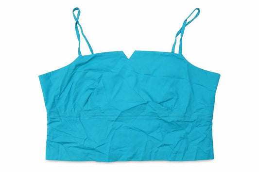 Womens UK Size 16 Joie De Vivre Blue Cropped T-Shirt