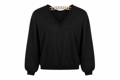 Cherry Koko Womens Black   Henley Sweatshirt Size M  - Golden Chain